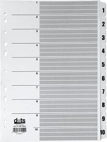 Thumbnail - dots Ordnerregister Mylar DIN A4 Vollformat 1-10 weiß 10-teilig, 1 Satz