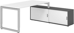 HAMMERBACHER RSE16SB höhenverstellbarer Schreibtisch weiß rechteckig, Kufen-Gestell silber 160,0 x 80,0 cm