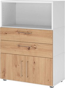 Thumbnail - HAMMERBACHER Regalschrank FlexWall, VFW38K1KG/W/R/BS weiß, asteiche 80,0 x 40,0 x 109,8 cm, 1 St.