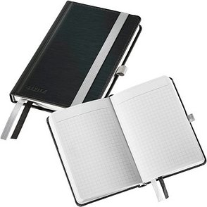 LEITZ Notizbuch DIN A6 kariert, satin schwarz Hardcover 160 Seiten, 1 St.