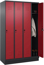 CP Spind Classic PLUS rubinrot, schwarzgrau 080020-40 S10056, 4 Schließfächer 120,0 x 50,0 x 195,0 cm