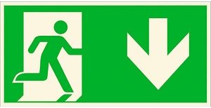 SafetyMarking® Rettungszeichen-Aufkleber "Notausgang rechts, abwärts" rechteckig 30,0 x 15,0 cm