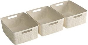 curver JUTE RECYCLING Aufbewahrungskörbe-Set weiß, 3 St.