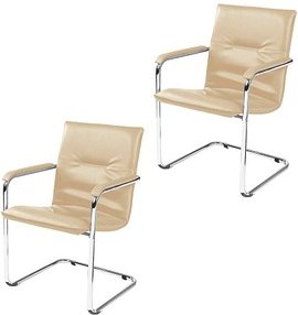 Nowy Styl Besucherstühle Rumba RUMBA CHROM V46 beige Kunstleder, 2 St.