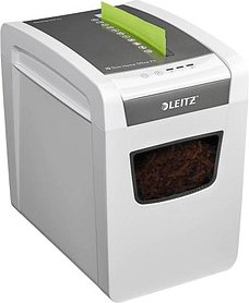 LEITZ IQ Home Office Slim Aktenvernichter mit Partikelschnitt P-4, 4 x 28 mm, bis 10 Blatt, weiß