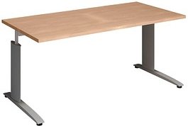 röhr Techno höhenverstellbarer Schreibtisch ahorn rechteckig, C-Fuß-Gestell silber 160,0 x 80,0 cm