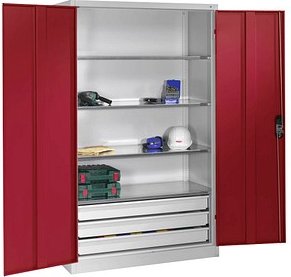 CP Metallschrank 8931-503 S10428 lichtgrau, rubinrot 120,0 x 50,0 x 195,0 cm, aufgebaut, 1 St.