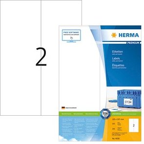 HERMA Etiketten 4658 weiß 105,0 x 297,0 mm, 100 Blatt