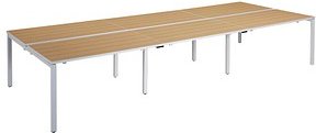 PAPERFLOW easyDesk Doppelschreibtisch buche rechteckig, 4-Fuß-Gestell weiß 420,0 x 166,0 cm