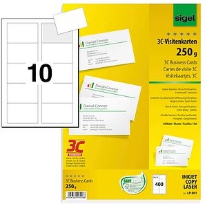 400 SIGEL Visitenkarten LP801 satiniert weiß 250 g/qm