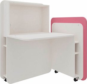 fm FLATup Sekretär diamantweiß/ rose rechteckig, weiß 107,0 x 41,5 - 91,0 cm