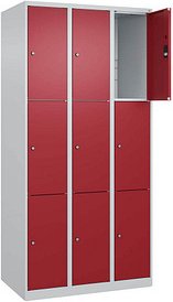CP Schließfachschrank Classic Plus lichtgrau, rubinrot 080000-303 S10001, 9 Schließfächer 90,0 x 50,0 x 185,0 cm