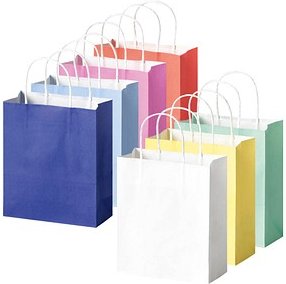 folia Papier-Tragetaschen BASIC M blau, hellblau, rosa, rot, gelb, weiß, mint 18,0 x 21,0 cm, 7 St.