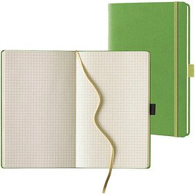 Lediberg Notizbuch ca. DIN A5 kariert, mittelgrün Hardcover 240 Seiten