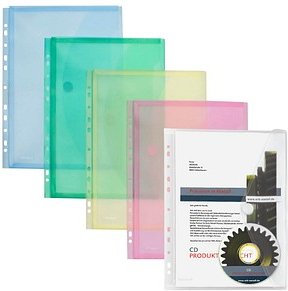 10 FolderSys Dokumententaschen DIN A4 farbsortiert genarbt 0,20 mm