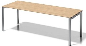BISLEY Cito Schreibtisch ahorn, silber rechteckig, 4-Fuß-Gestell silber 220,0 x 80,0 cm