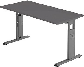 HAMMERBACHER OS614 Schreibtisch grafit rechteckig, C-Fuß-Gestell grau 140,0 x 67,2 cm