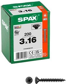 SPAX® Universalschrauben T10 Senkkopf BLAX 1191040300163 3 mm x 16 mm, 200 St.