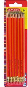 Thumbnail - herlitz Scolair Bleistifte HB rot mit Radierer, 24 St.