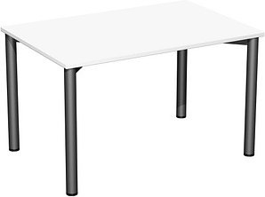 Thumbnail - geramöbel Flex Schreibtisch weiß, anthrazit rechteckig, 4-Fuß-Gestell grau 120,0 x 80,0 cm