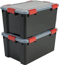 2 IRIS Ohyama AT-L BkR/C/D.Red Aufbewahrungsboxen 2x 50,0 l schwarz, transparent, rot 29,0 x 59,0 x 29,0 cm