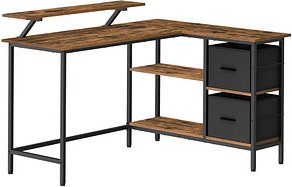 VASAGLE Schreibtisch vintage-braun rechteckig, 4-Fuß-Gestell schwarz 135,0 x 105,0 cm