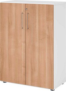 HAMMERBACHER Aktenschrank 938T3, V938T3/W/N/BS weiß, nussbaum 2 Fachböden 80,0 x 42,0 x 110,0 cm