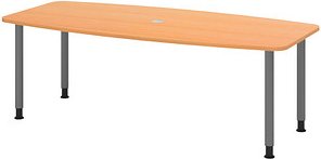 HAMMERBACHER Konferenztisch KT22C buche Tonnenform, Rundrohr grau, 220,0 x 83,0/103,0 x 72,0 - 74,0 cm