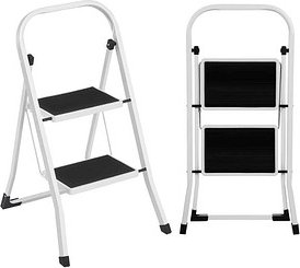 SONGMICS Klapptritt weiß 2 Stufen, H: 82,0 cm