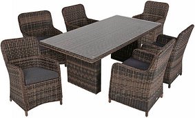 Garden Pleasure Sitzgruppe BORDEAUX, braun Kunststoff, Metall, 7-teilig