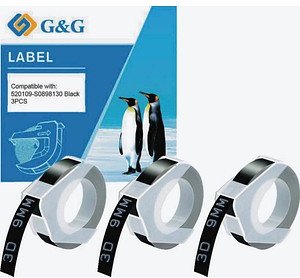 G&G Prägebänder 3D ersetzt Dymo S0847730 20622, 9 mm weiß auf schwarz, 3 Set