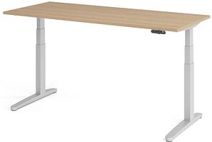 HAMMERBACHER XBHM19 elektrisch höhenverstellbarer Schreibtisch eiche rechteckig, C-Fuß-Gestell silber 180,0 x 80,0 cm