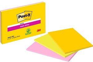 Post-it® Super Sticky Notes Jumbo-Haftnotizen extrastark farbsortiert, 3 Blöcke