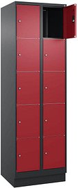 CP Schließfachschrank Classic PLUS rubinrot, schwarzgrau 080020-205 S10037, 10 Schließfächer 60,0 x 50,0 x 195,0 cm