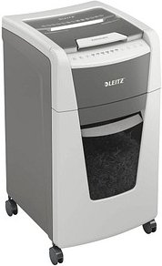 AKTION: LEITZ IQ Autofeed Small Office 300 Aktenvernichter mit Partikelschnitt P-4, 4 x 26 mm, bis 300 Blatt, weiß mit 7...