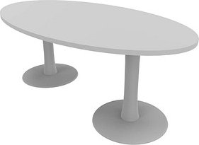 Quadrifoglio Konferenztisch Idea+ lichtgrau oval, Säulenfuß alu, 200,0 x 110,0 x 74,0 cm