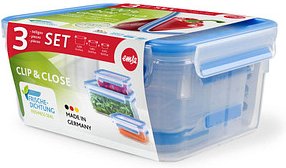 Thumbnail - emsa Frischhaltedosen-Set CLIP & CLOSE transparent 0,55/1,0/2,2 l, 1 Set
