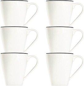 6 ID Fine Kaffeebecher Modest Black Piazza weiß 0,3 l