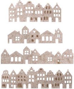 Rayher Dekoartikel grau Filzleiste Nordic Häuser + Mini Häuser 4 St.