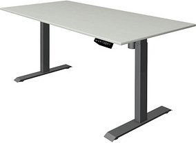 Thumbnail - Kerkmann Move 1 elektrisch höhenverstellbarer Schreibtisch lichtgrau rechteckig, T-Fuß-Gestell grau 160,0 x 80,0 cm