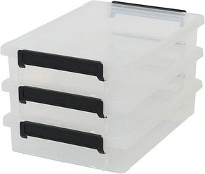 3 IRIS Ohyama LLB-A4 Aufbewahrungsboxen 3x 4,0 l transparent, schwarz 25,0 x 36,5 x 20,0 cm