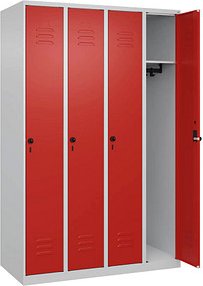 CP Spind Classic Plus lichtgrau, verkehrsrot 080000-40 S10002, 4 Schließfächer 120,0 x 50,0 x 185,0 cm