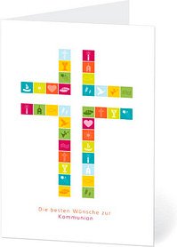 LUMA Kommunionkarte Kreuz LU157 DIN B6, 1 St.