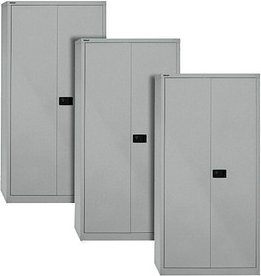 AKTION: BISLEY Metallschränke Universal E782A04355P3 silber 4 Fachböden 91,4 x 40,0 x 195,0 cm, aufgebaut, 3 St.