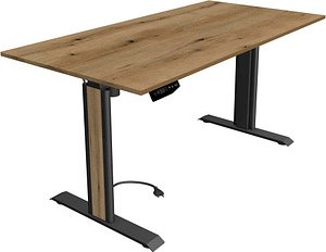 Kerkmann Move 1 advance elektrisch höhenverstellbarer Schreibtisch eiche rechteckig, T-Fuß-Gestell grau 160,0 x 80,0 cm