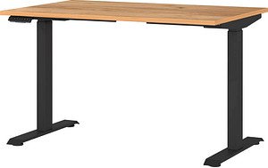GERMANIA JET höhenverstellbarer Schreibtisch navarra-eiche rechteckig, T-Fuß-Gestell schwarz 120,0 x 80,0 cm