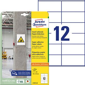 Thumbnail - 240 AVERY Zweckform Power-Etiketten L7875-20 weiß 105,0 x 48,0 mm