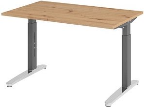Thumbnail - HAMMERBACHER VXB012 höhenverstellbarer Schreibtisch asteiche rechteckig, C-Fuß-Gestell grau 120,0 x 80,0 cm
