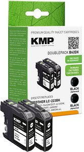 KMP B62DX schwarz Druckerpatronen kompatibel zu brother LC223BK, 2er-Set
