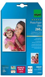 SIGEL Fotopapier IP656 10,0 x 15,0 cm hochglänzend 260 g/qm 72 Blatt